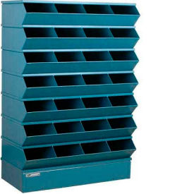 Steel Hopper Stack Bin, 32 Compartment Sectional Unit, 37"W x 15"D x 58-1/2"H, Blue