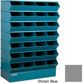 Steel Hopper Stack Bin, 32 Compartment Sectional Unit, 37"W x 15"D x 58-1/2"H, Gray