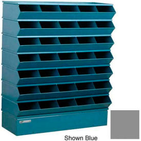 Steel Hopper Stack Bin, 35 Compartment Sectional Unit, 37"W x 13"D x 42"H, Gray