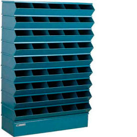 Steel Hopper Stack Bin, 45 Compartment Sectional Unit, 37"W x 13"D x 54"H, Blue