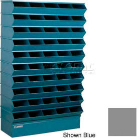 Steel Hopper Stack Bin, 50 Compartment Sectional Unit, 37"W x 13"D x 60"H, Gray