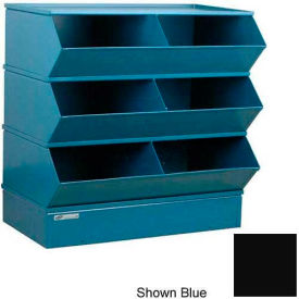 Steel Hopper Stack Bin, 6 Compartment Sectional Unit, 37"W x 24"D x 33"H, Black