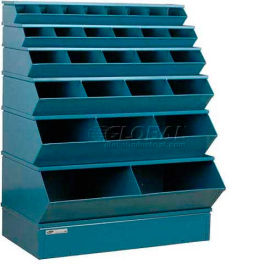 Steel Stack Bin, 28 Compartment Multi-Size Sectional Unit 37"W x 24"D x 53"H, Blue