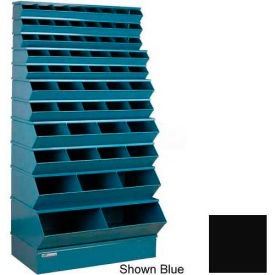 Steel Stack Bin, 59 Compartment Multi-Size Sectional Unit 37"W x 24"D x 76"H, Black