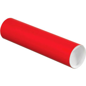 Colored Mailing Tubes With Caps, 3" Dia. x 12"L, 0.06" Thick, Red, 24/Pack