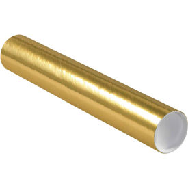 Colored Mailing Tubes With Caps, 3" Dia. x 18"L, 0.07" Thick, Gold, 24/Pack