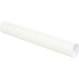 Mailing Tubes With Caps, 3" Dia. x 26"L, 0.08" Thick, White, 24/Pack