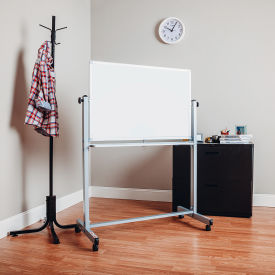 Mobile Reversible Magnetic Whiteboard - 36"W X 24"H - Steel - Silver Frame