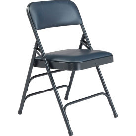 Vinyl Folding Chair - Triple Brace - Blue Vinyl/Blue Frame