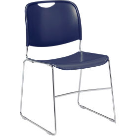Stacking Chair With Mid Back, Plastic, Navy