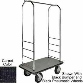 Easy Mover Bellman Cart Chrome, Black Carpet, Gray Bumper, 5" Gray Poly
