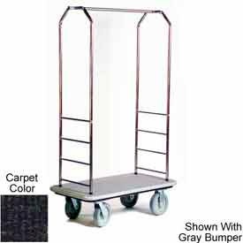 Easy Mover Bellman Cart Stainless, Black Carpet, Black Bumper, 8" Gray Poly