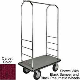 Easy Mover Bellman Cart Chrome, Red Carpet, Gray Bumper, 8" Poly