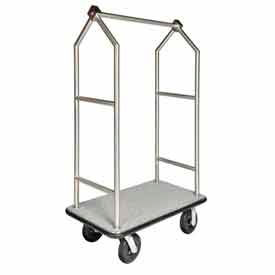 HD Angled Bellman Cart Stainless, Gray Carpet, Black Bumper, 8" Black Pneumatic