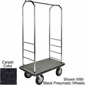 Easy Mover Bellman Cart Chrome, Black Carpet, Black Bumper, 5" Gray Poly