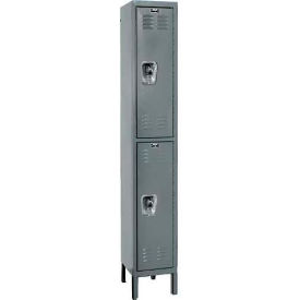 Ready-Built 2-Tier 2 Door Locker, 12"W x 18"D x 78"H, Dark Gray, Assembled