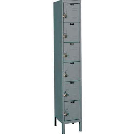 Ready-Built 6-Tier 6 Door Locker, 12"W x 12"D x 78"H, Dark Gray, Assembled