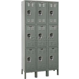 Ready-Built 3-Tier 9 Door Locker, 36"W x 15"D x 78"H, Dark Gray, Assembled