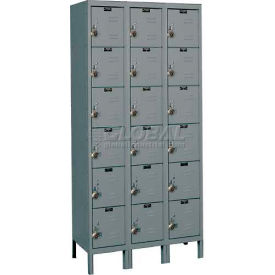 Ready-Built 6-Tier 18 Door Locker, 36"W x 12"D x 78"H, Dark Gray, Assembled