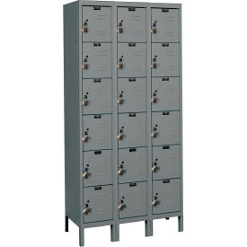 Ready-Built 6-Tier 18 Door Locker, 36"W x 15"D x 78"H, Dark Gray, Assembled