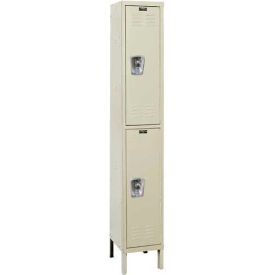 Ready-Built 2-Tier 2 Door Locker, 12"W x 15"D x 78"H, Tan, Assembled