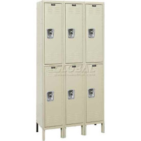 Ready-Built 2-Tier 6 Door Locker, 36"W x 15"D x 78"H, Tan, Assembled