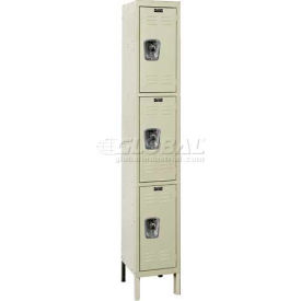 Ready-Built 3-Tier 3 Door Locker, 12"W x 18"D x 78"H, Tan, Assembled