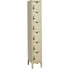 Ready-Built 6-Tier 6 Door Locker, 12"W x 15"D x 78"H, Tan, Assembled