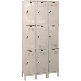 ValueMax 3-Tier 9 Door Locker, 36"W x 15"D x 78"H, Tan, Assembled