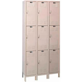 ValueMax 3-Tier 9 Door Locker, 36"W x 12"D x 78"H, Tan, Unassembled