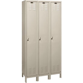 ValueMax 1-Tier 3 Door Locker, 36"W x 15"D x 78"H, Tan, Assembled