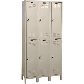 ValueMax 2-Tier 6 Door Locker, 36"W x 15"D x 78"H, Tan, Assembled