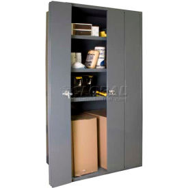 HD Storage Cabinet with 3 Shelves & Bi-Folding Door, 14 Gauge, 36"W x 18"D x 72"H, Gray