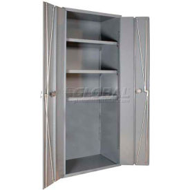 HD Storage Cabinet with 3 Shelves & Bi-Folding Door, 14 Gauge, 36"W x 24"D x 72"H, Gray
