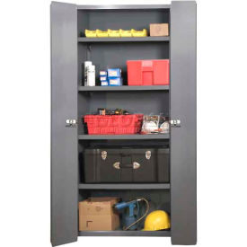 HD Storage Cabinet with 4 Shelves & Bi-Folding Door, 14 Gauge, 36"W x 18"D x 84"H, Gray