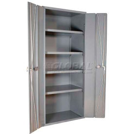 HD Storage Cabinet with 4 Shelves & Bi-Folding Door, 14 Gauge, 36"W x 24"D x 84"H, Gray