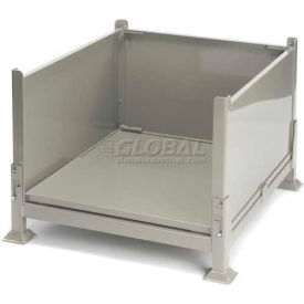 Collapsible Sheet Metal Steel Container, 40-1/2"L x 34-1/2"W x 26"H, 3200 lb. Cap, Gray
