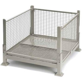 Collapsible Wire Mesh Steel Container, 40-1/2"L x 34-1/2"W x 26"H, 3200 lb. Cap, Gray
