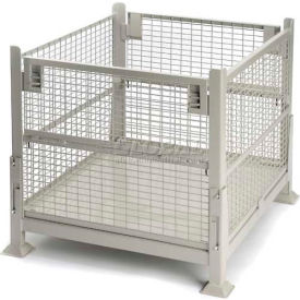 Collapsible Wire Mesh Steel Container, 40-1/2"L x 34-1/2"W x 32"H, 3200 lb Cap, Gray