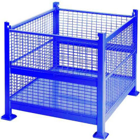 Wire Mesh Steel Container, 40-1/2"L x 34-1/2"W x 32"H, 3200 lb. Capacity, Blue