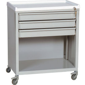 Treatment Cart with Three Drawers Lower Open Storage, Sand