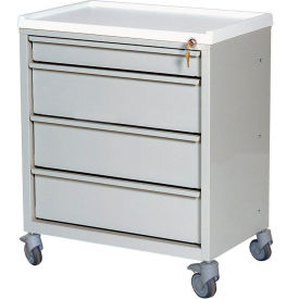 Compact Economy Treatment Cart with Four Drawers, Light Gray