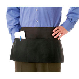 Waist Apron, 12" x 24", 3 Pockets, Black