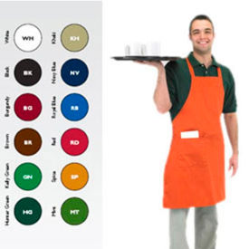 Full Length Bib Apron, 30X34, 8" X 8" Side Pocket, Hunter Green
