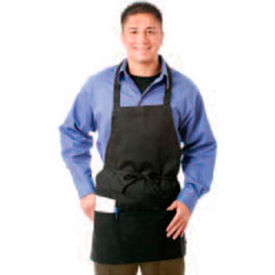 Bib Apron, 28X27, 3 Lower Pockets, Black