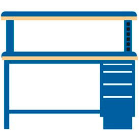 72x30x52.5 Cabinet & Leg workstation w/4 drawers, powered riser shelf/butcher block top