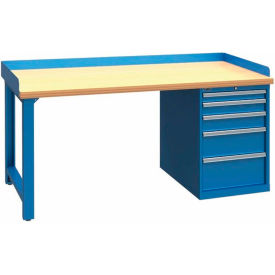 60x30x35.25 Cabinet & Leg workstation w/5 drawers, back & end stops/butcher block top