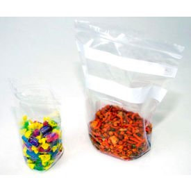 Reclosable Stand Up Pouches W/ Write On Strip, 1 Qt., 7"W x 8"L, 1.75 Mil, Clear, 500/Pack