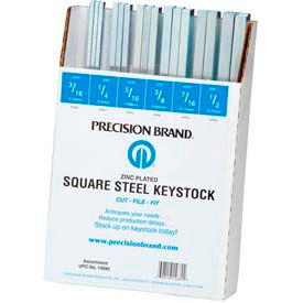 32 Piece Square Keystock Assortment, Zinc Plated, 12" Length