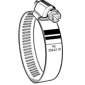 All Stainless Military Worm Gear Hose Clamp, 1-1/16" - 2" Clamping Dia. 10-Pack